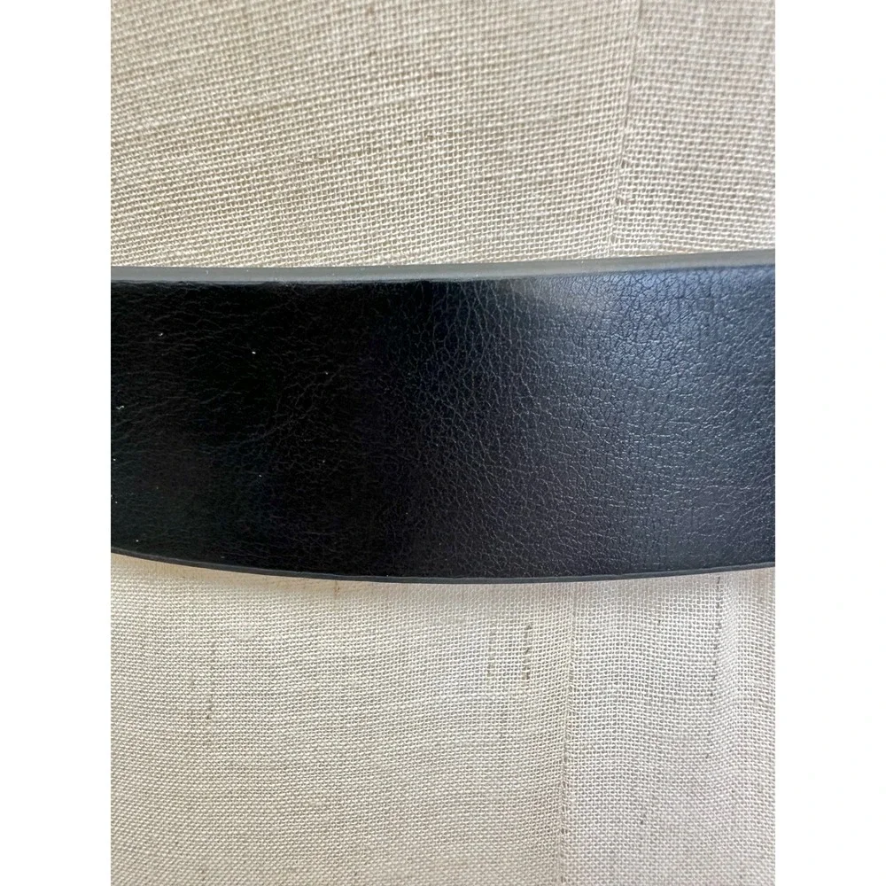 Double Snake Silver Textured Infinity Buckle Black Faux Leather Belt Size M
